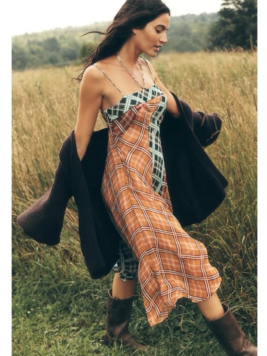 Anthropologie Dresses & Skirts - Anthropologie Maeve Sleeveless Asymmetric Plaid Patchwork Midi Slip Dress Medium